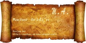 Macher Arián névjegykártya